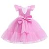 Girl Princess Tutu Ball Dress Flying Sleeves Bareback Bow Mesh Children's Party Wedding Formal Dress