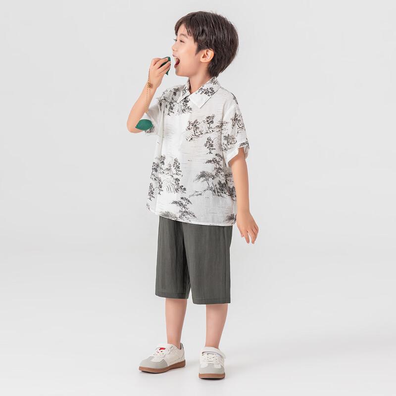 Boys' New Chinese Style Ink Wash Summer Two-Piece Set