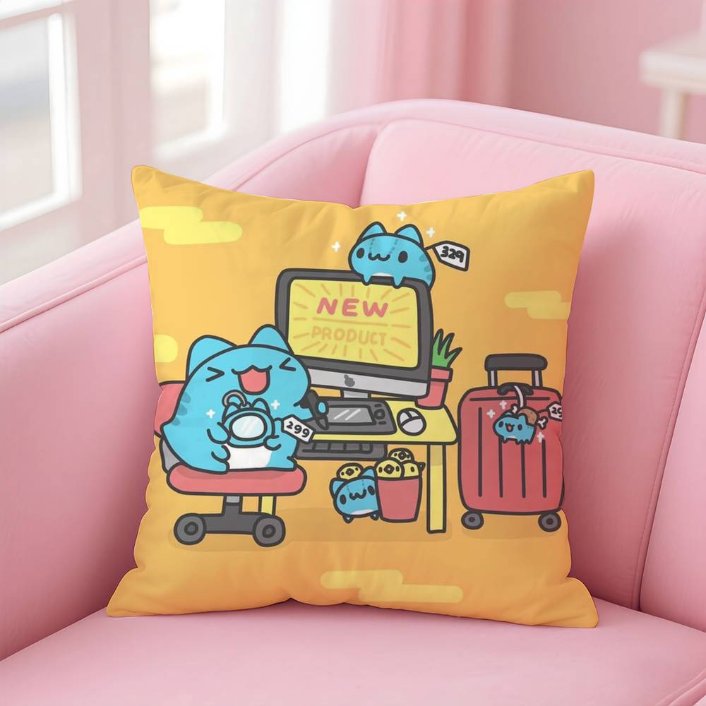 Anime B-Bugcat C-Capoo Pillow Case Pattern Printing Pillowcase Living Room Sofa Cushion Cover Bedroom Room Decor
