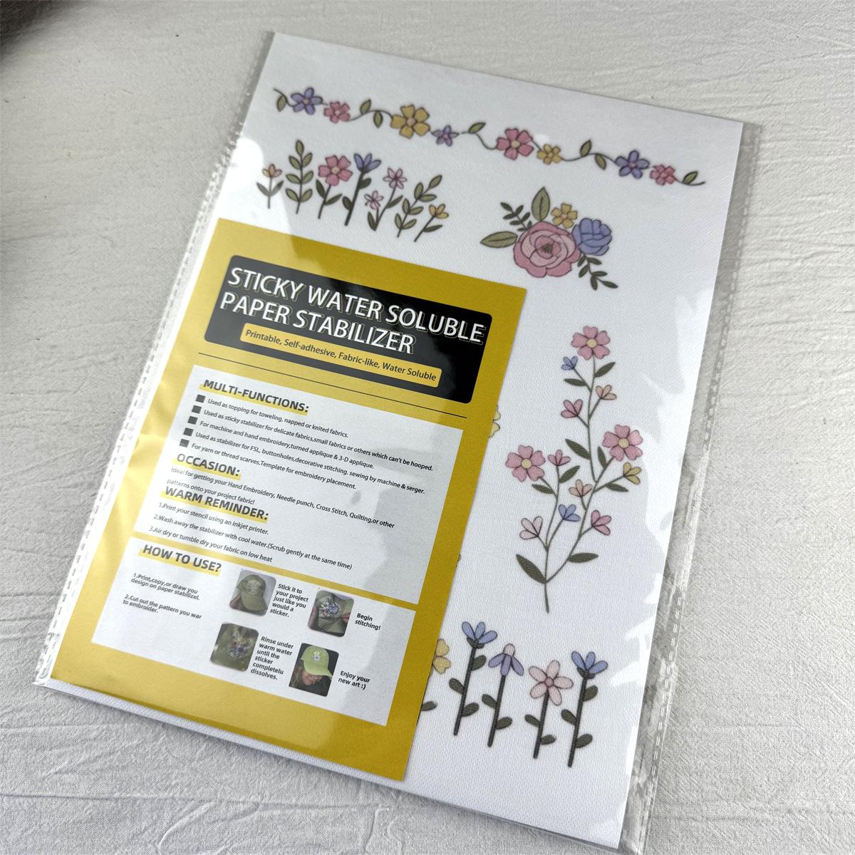 

Клейкий водорастворимый стабилизатор для вышивки, бумага для перевода цветов, ручная вышивка, починка одежды швейной нитью