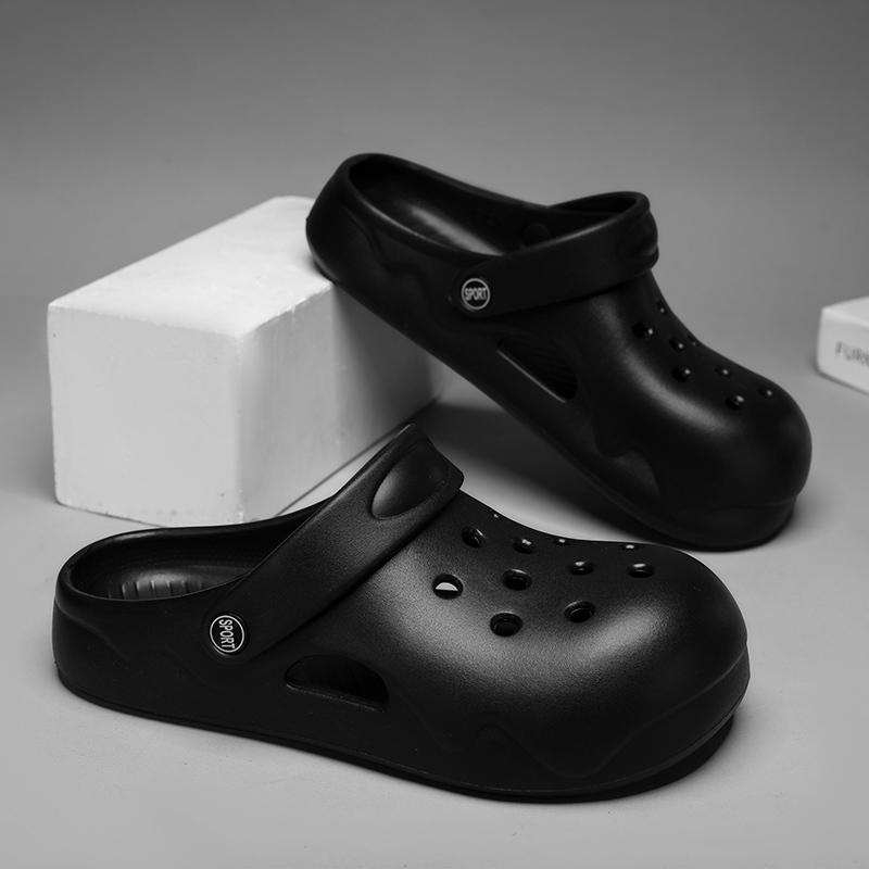 

36-45 Летние уличные пляжные мужские сандалии Классные легкие повседневные дизайнерские туфли Тапочки женские Мягкая подошва для комфорта в помещении Бесплатная доставка 44-45 чёрный