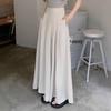 Plus Size High Waist Wide Leg Pleated Skirt-Pants for Women - Summer Loose Fit, Floor Length, Slimming, Casual Drape