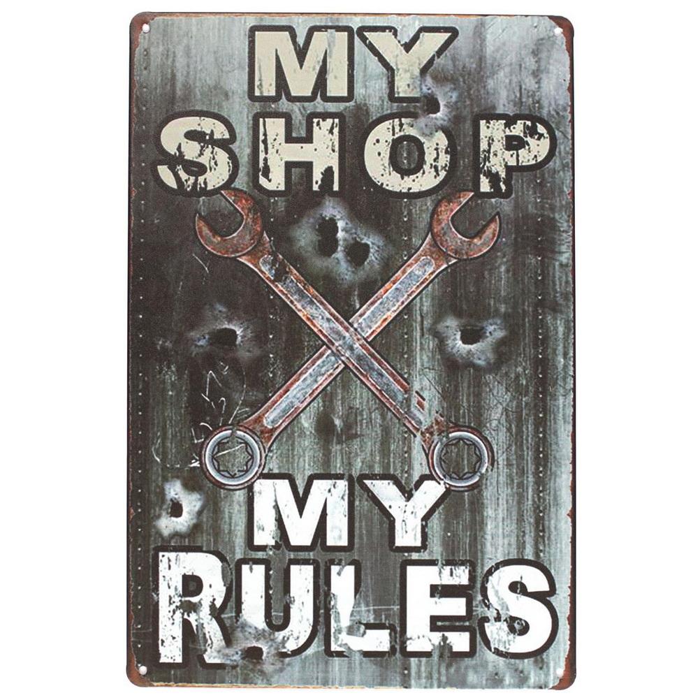 My Garage My Rules Metal Tin Signs Vintage Posters Plate Wall Decor for Garage Repair Shop Bars Cafe Clubs Pubs Retro Decoration