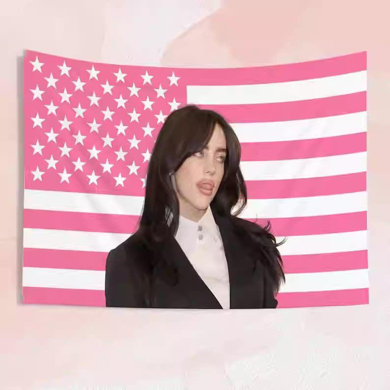 Nástěnná tapiserie inspirovaná Billie Eilish Trendy potisk hudební hvězdy Stylová domácí dekorace pozadí pro ložnici  kolej