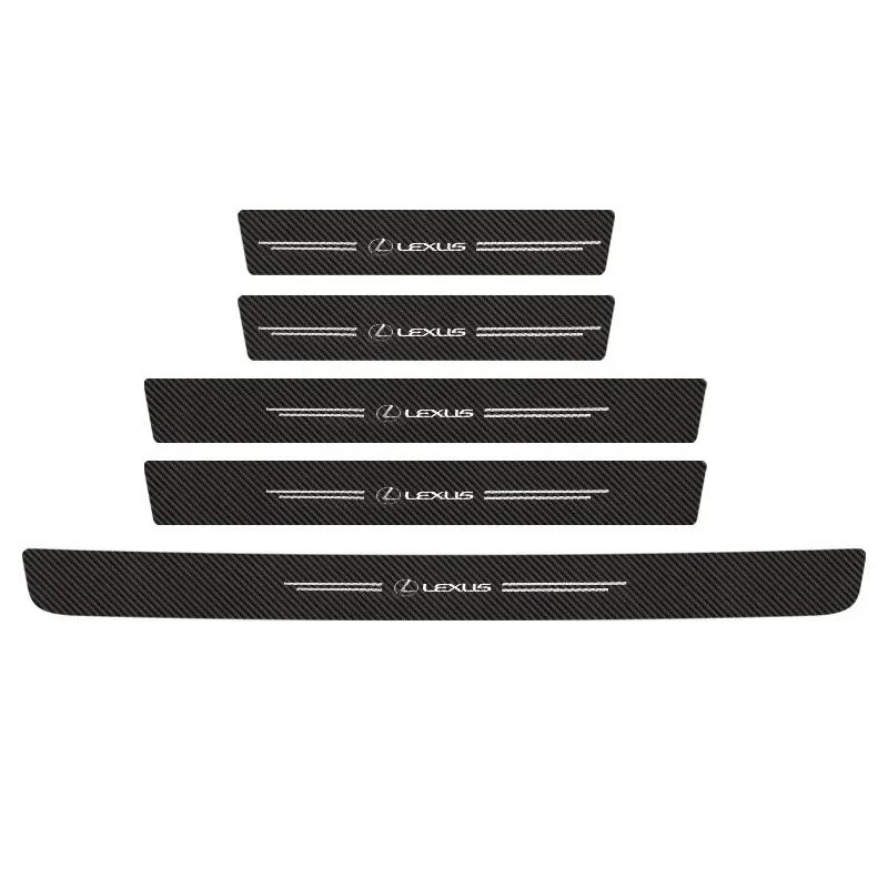 Black Carbon Fibre Texture Car Trunk Door Threshold Tape Stickers Pedal Anti Scratches Decoration Auto Accessories