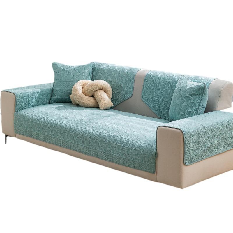 Pure Cotton Embroidered Sofa Cushion Universal In All Seasons, Cotton Fabric Non-Slip Seat Cushion Cover Cloth, Simple Modern Sofa Cover Towel