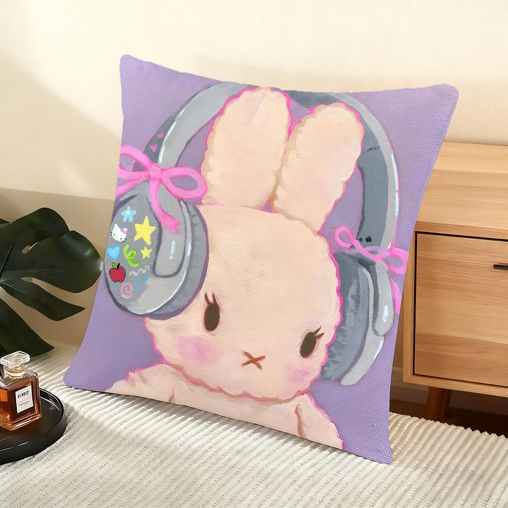 Cute Oil-Painted Small Animals Cushion Cover Silky Short Plush Home Sofa Cushion Cover - Invisible Zipper Home Decoration