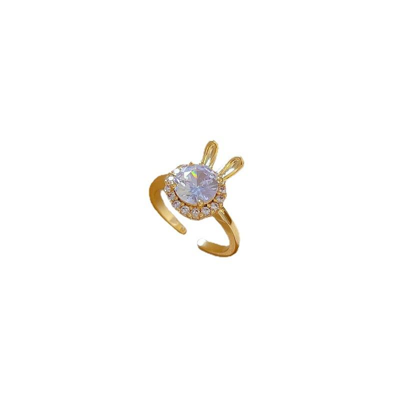 Zircon Bunny Rings for Women 2023 New Adjustable Ring Fashion Party Jewelry