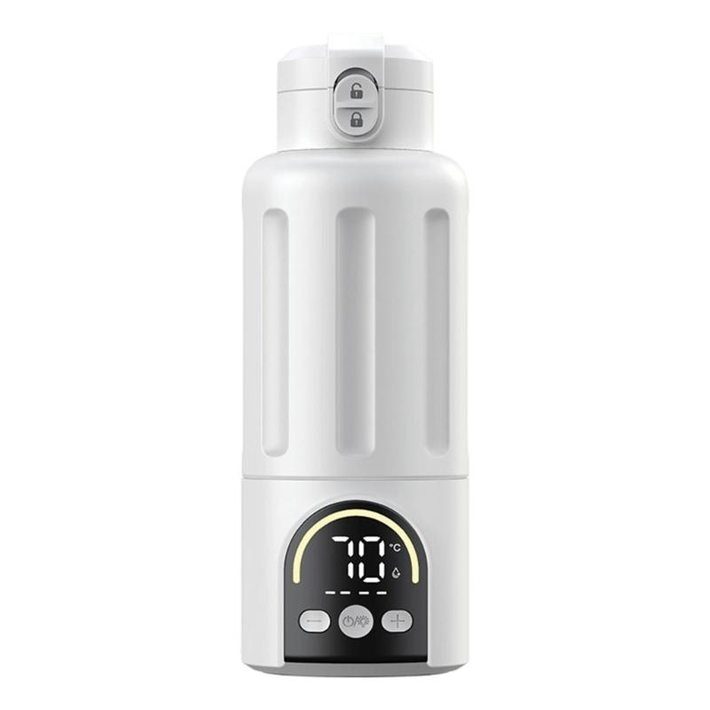 500ML Rechargeable Heating Cup Portable Outdoor Travel Digital Display Baby Milk Bottle Warmer Cordless Bottle Warmer белый