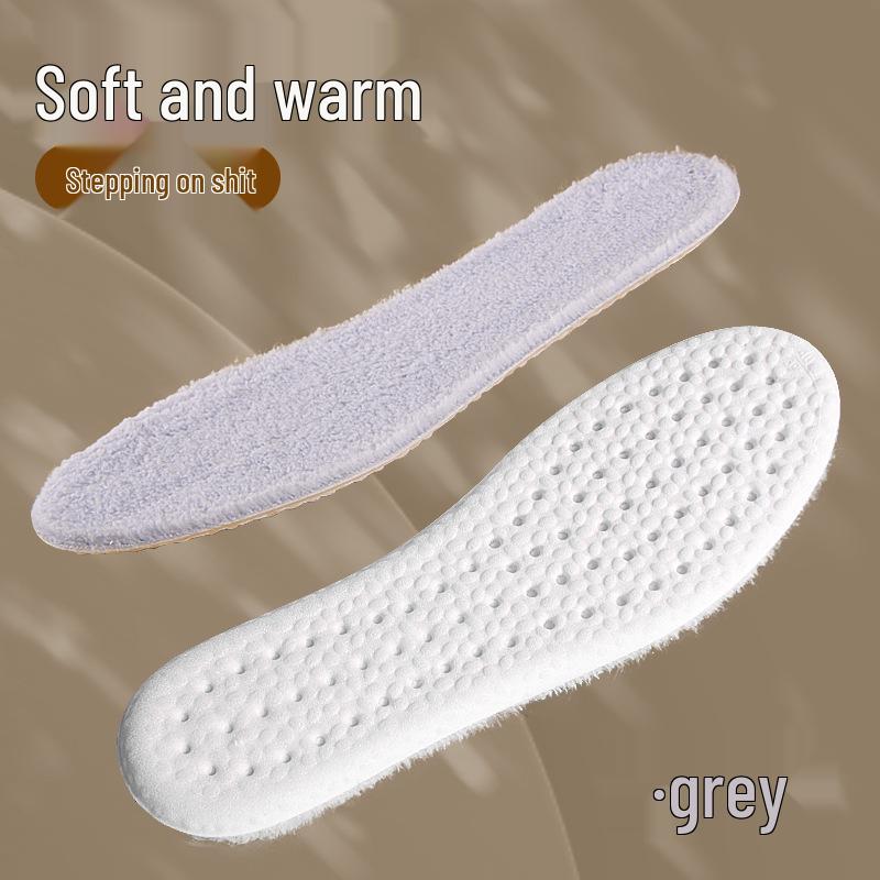 Winter Fleece-Lined Thickened Insoles with Soft Faux Rabbit Fur, Sweat-Absorbent, Odor-Resistant, Felt Cotton for Men's Warmth