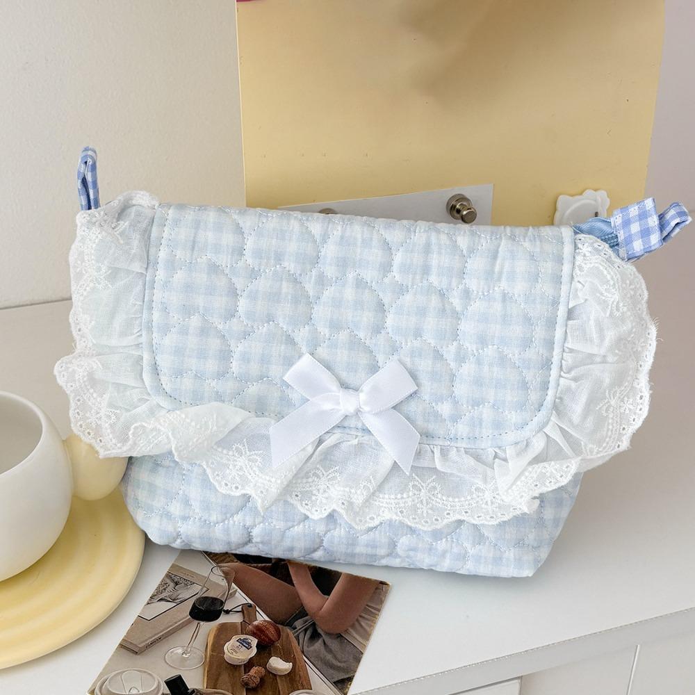 

Soft Polyester Lining Women s Crossbody Bag Sweet Style Internal Compartment Heart Bag Fresh Pattern Lace Bag Outdoor Use синій