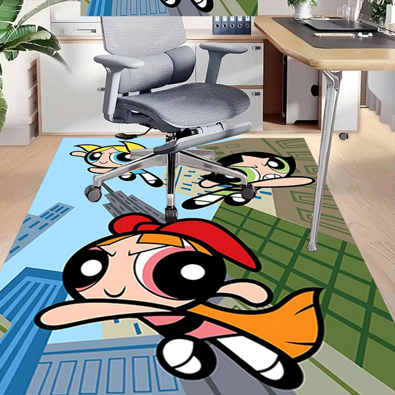 Powerpuff Girls Action Carpet For Playroom Bedroom Living Room Sofa Home Decorkids Game Area Rug Nonslip Floor Mat