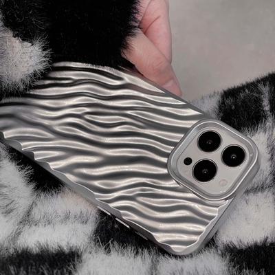 Ins Água Ondulada Antiderrapante À Prova de Choque Jane Capa de Telefone Bonita Brilhante Para Iphone 13 12 11 Promax 14 Pro Max Protetor Capa Traseira