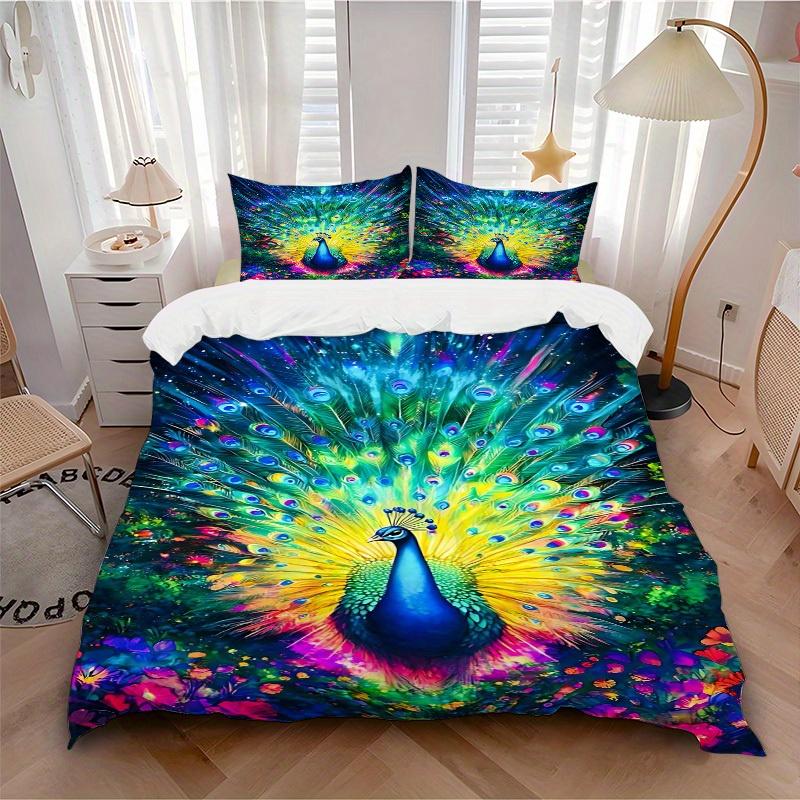 

3pcs Animal-themed Peacock Fantasy Soft and Comfortable Breathability, Bedding Set, Machine Washable, Suitable for All Seasons147 135x200cm