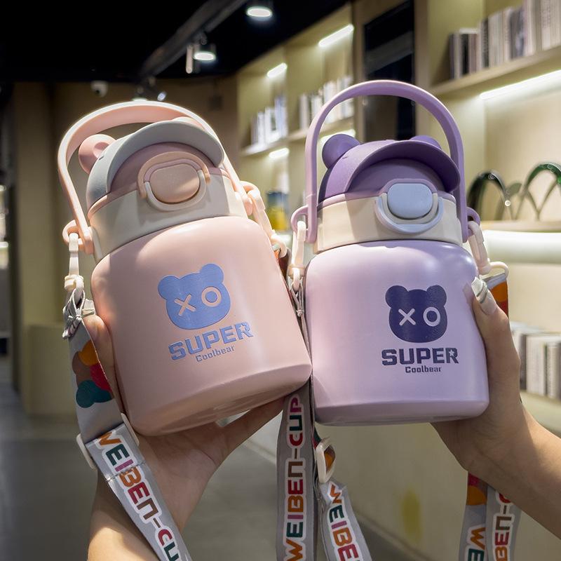 Mâner de mare capacitate care transportă ceașcă cu apă izolată pentru copii din oțel inoxidabil 316