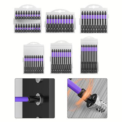 10/20 Pièces Jeu de tournevis cruciforme PH2 Tête de foret magnétique Embout de perceuse à percussion Acier allié Tournevis cruciforme antidérapant 25/50/65/70/90m