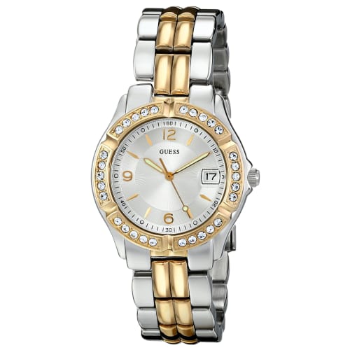 

GUESS Women s U0026L1 Dazzling Sporty Silver & Gold-Tone Mid-Size Watch