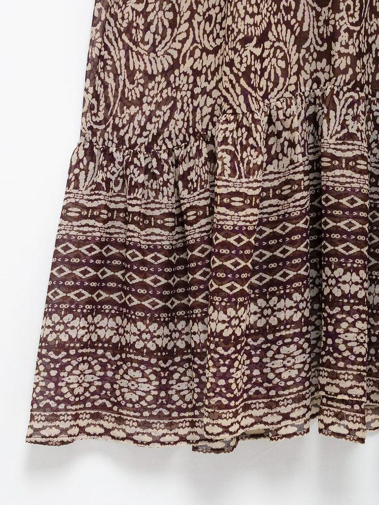 2025 Spring Women's European & American Style Layered Print Midi Dress