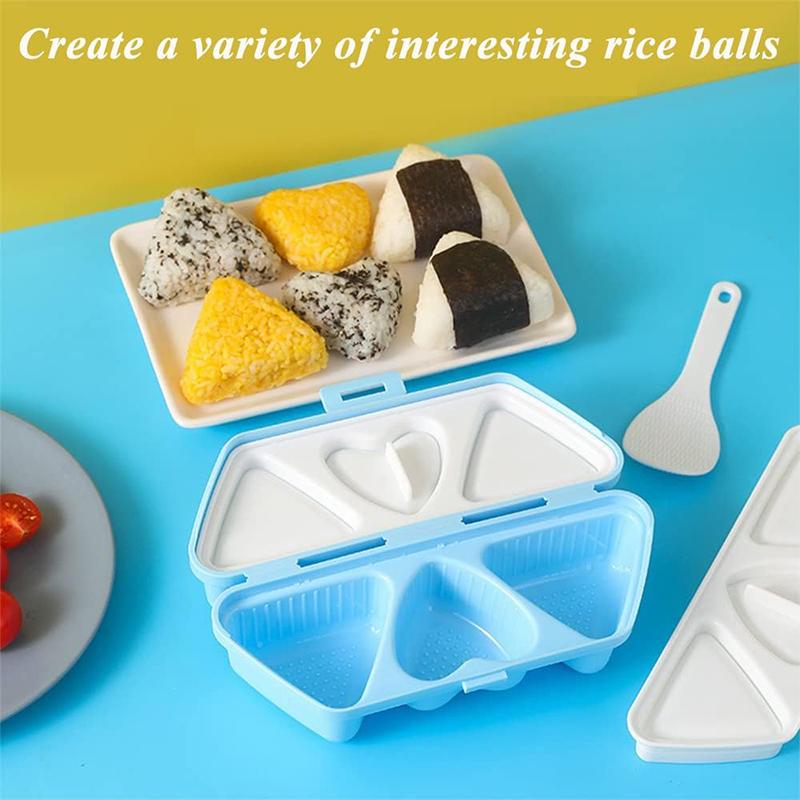 LMETJMA 6 In 1 Sushi Mold Triangle Heart Onigiri Mold Musubi Maker Kit Once Quickly Make Rice Ball Sushi Maker Bento Box JT325