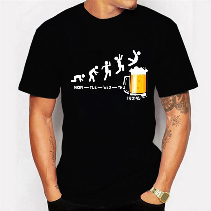 Summer Printed Beer Day Funny Graphic Letters Casual Round Neck Plus Size Pure Cotton Short Sleeved Top T-Shirts Men’s