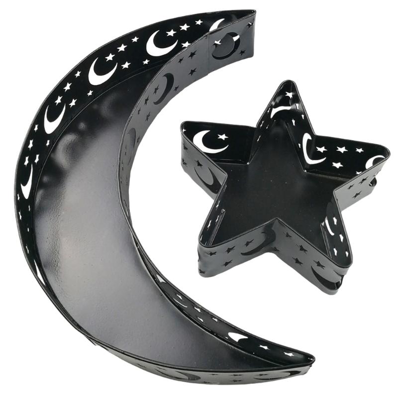 

Ramadans Eids Mubarak Decorative Moon and Star Snacks Tray Dessert Tray for Table Decoration and Party Favor чёрный