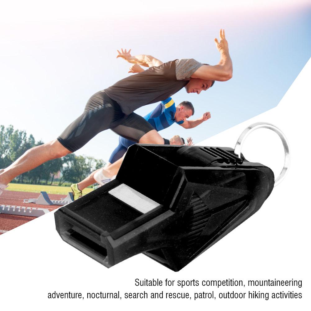 Outdoor Sports Portable Referee Safety Whistle Football Basketball with Lanyard (Black)