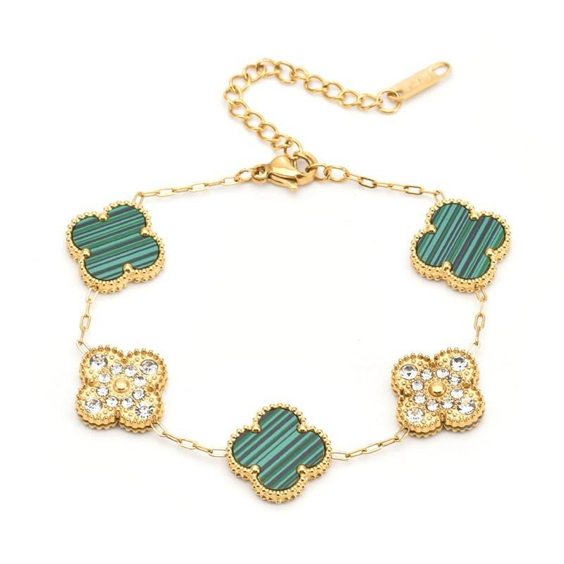 13mm Four Leaf Flower Bracelet Ladies Women's Fashion Four Leaf Flower Titanium Bracelet