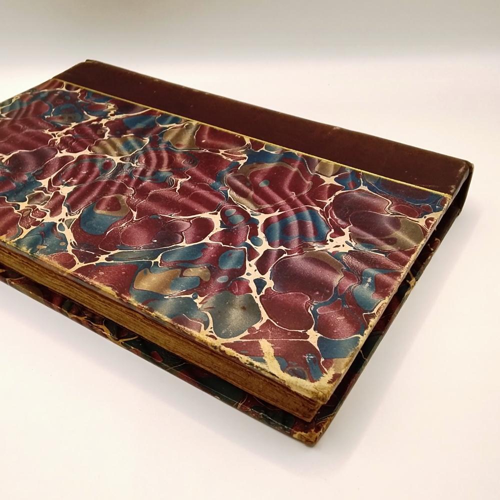 [USED] Florian's Fables, French antique book, leather spine, marbled paper, illustrations