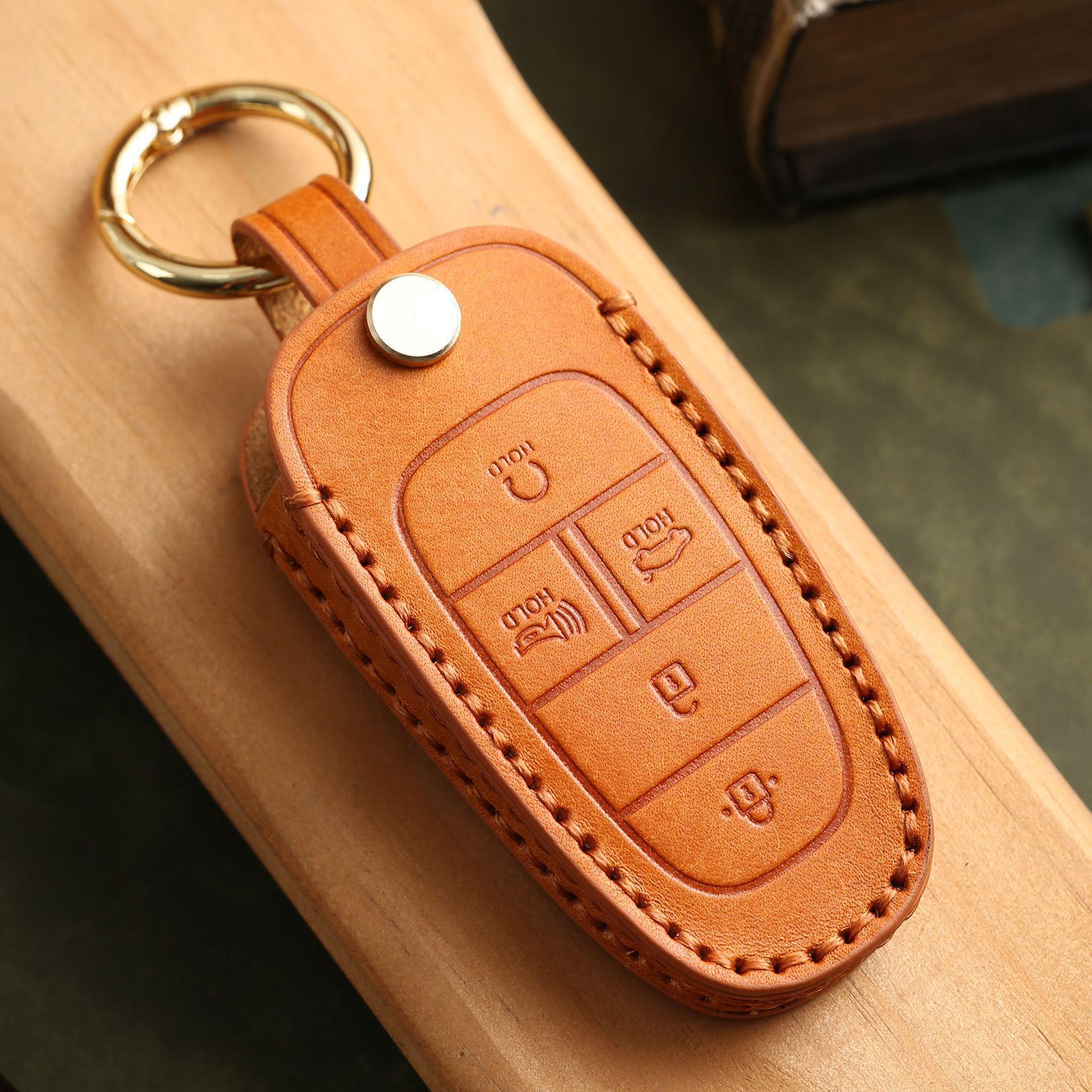 

Специальная сумка для ключей подходит для нового современного hyundai, чисто ручной работы, высококлассная кожаная оболочка для ключей автомобиля, кольцо. оранжевый