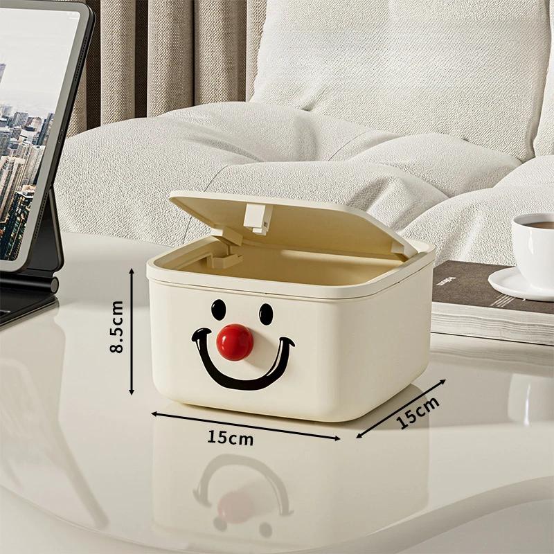 Creative Joker Smiling Face DIY Large Capacity Press Cap Garbage Bin Student Dormitory Living Room Bathroom Desktop Garbage Bin