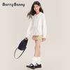 Girls' Shirt 2025 Spring New Style Doll Neck White Top Children's Thin Shirt
