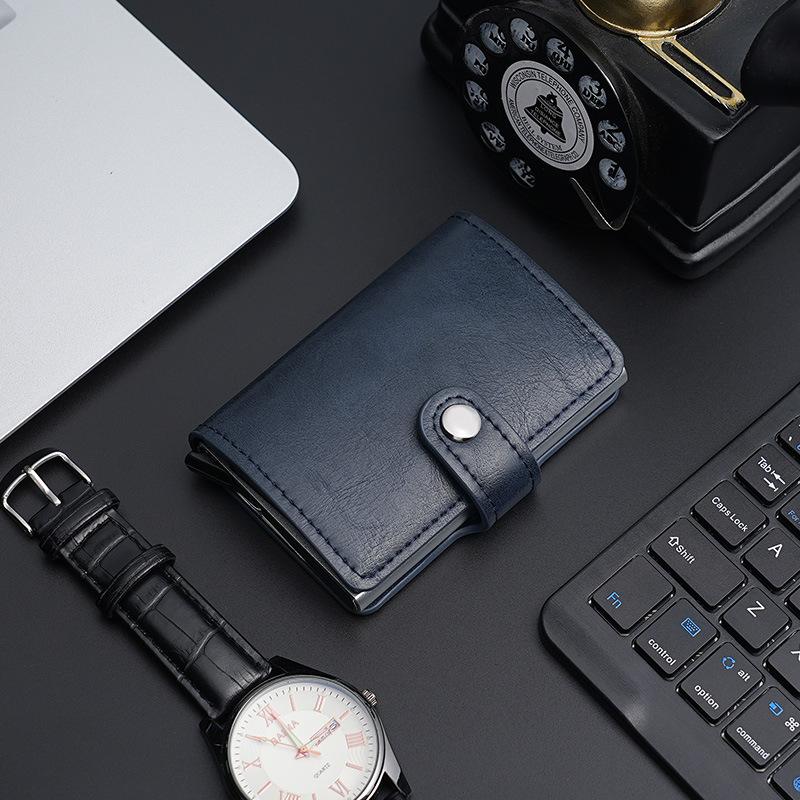 Supply Dollar Clip Card Holder, New PU Wallet Aluminum Alloy Automatic Elastic Card Bag