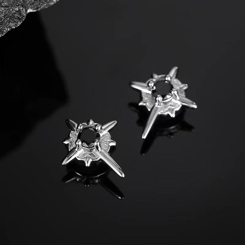Polaris magnetic ear clips, male trend personality hip-hop style earrings, no ear piercings, ear nails, cross ears.