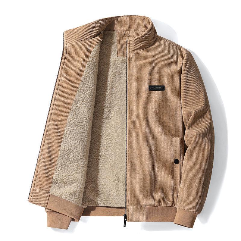 Jacket Men's Jacket Autumn and Winter Casual Plus Size Tooling Lapel Men's Plus Velvet Warm Corduroy Jacket