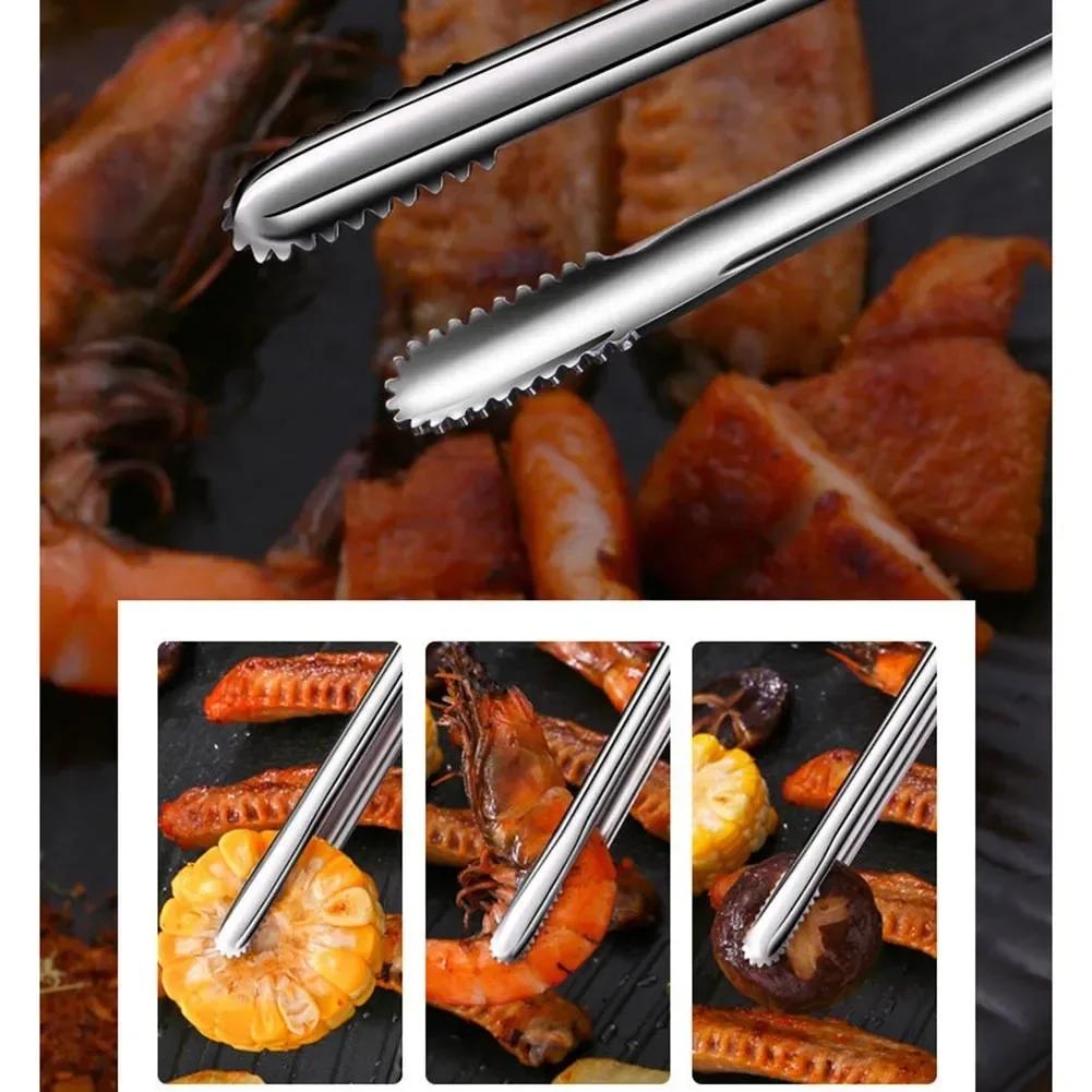 Barbecue Clip Kitchen Gadgets Stainless Steel Grill Tongs Bread Steak Elongated BBQ Food Clip Kitchen Cooking Tool