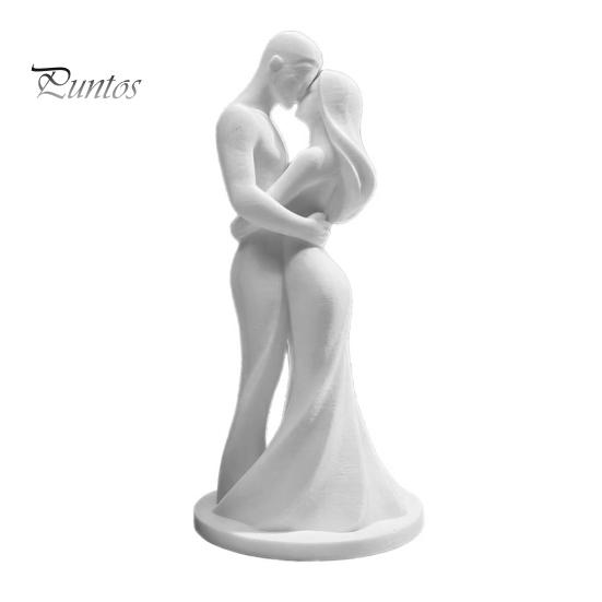 Minimalist Couple Statue 3D Printed Black & White Hugging Statue, Modern Sculpture with Abstract Embrace Dust Wipe Figurine Form, Romantic Desk Decor