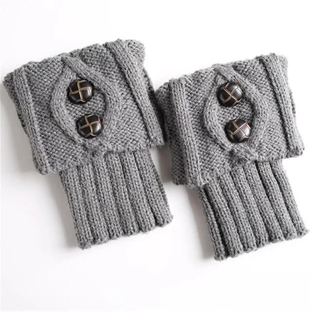 Women Knitted Gaiters Leg Warmers for Autumn/Winter Lolita Sweet Girl Short Boot Cuffs Buttons Crochet  Lady Boot Knee High Boot