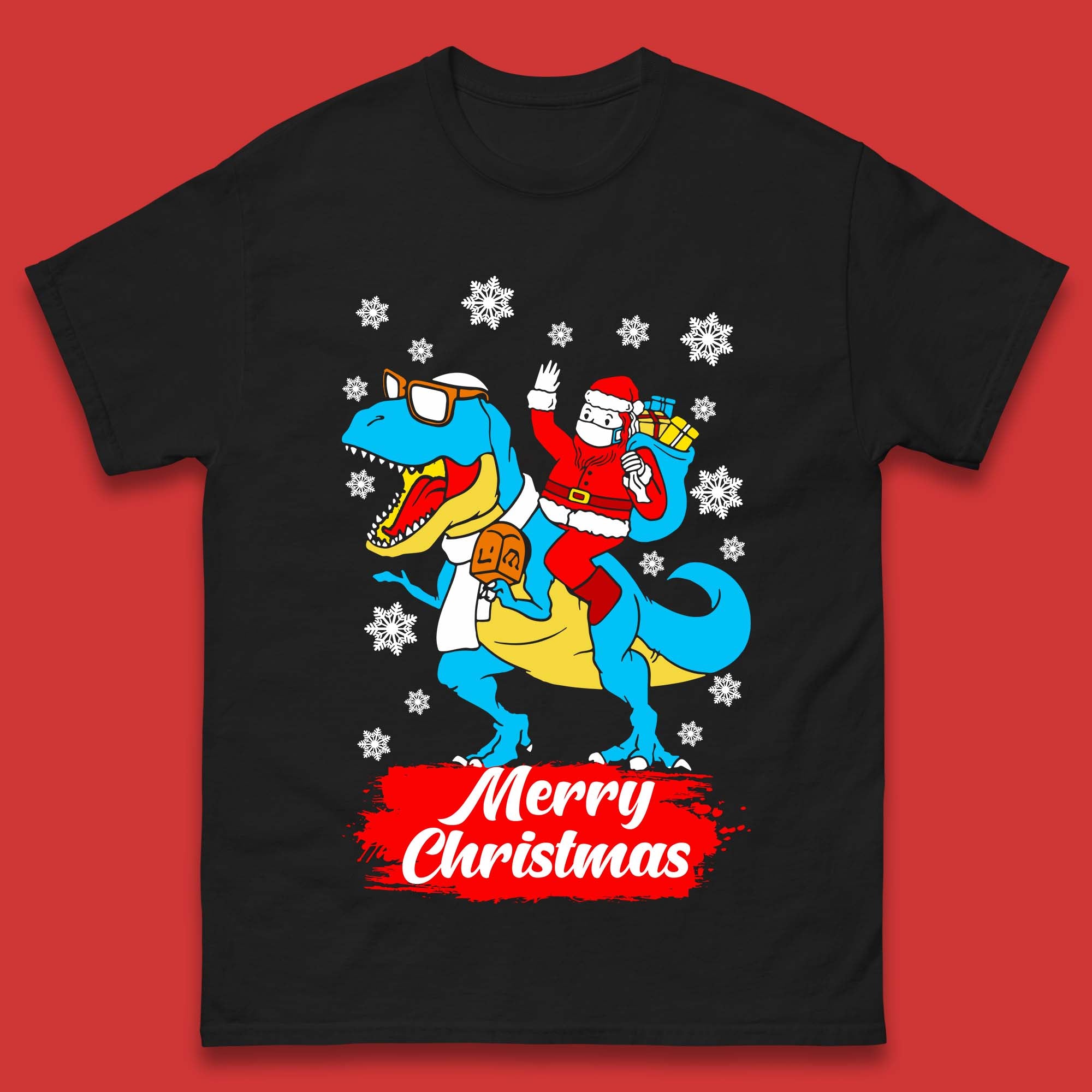 

Santa Claus Riding T-Rex Christmas Mens T-Shirt Womens Tops Tees S