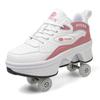Scarpe a Rotelle da Donna Alte alla Caviglia Moda Unisex con Ruote Pattinaggio a Doppio Uso Scarpe Casual Sneakers Pop-up Automatiche