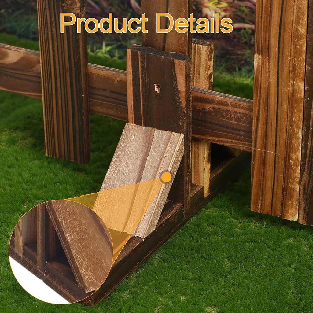 2 Pieces Fence Base Support Stand Decoration Wooden Triangle Picket Bracket Garden Trellis