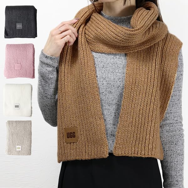 UGG W CHUNKY RIB KNIT SCARF Women's Chunky Rib Knit Scarf, Size 20166 (Black) [Parallel Import]