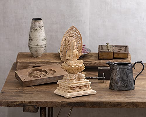 Seated Manjusri Bodhisattva Wooden Statue, 22.5cm (cypress Wood) - Guardian Deity of the Chinese Zodiac, for Those Born In the Year of the Rabbit