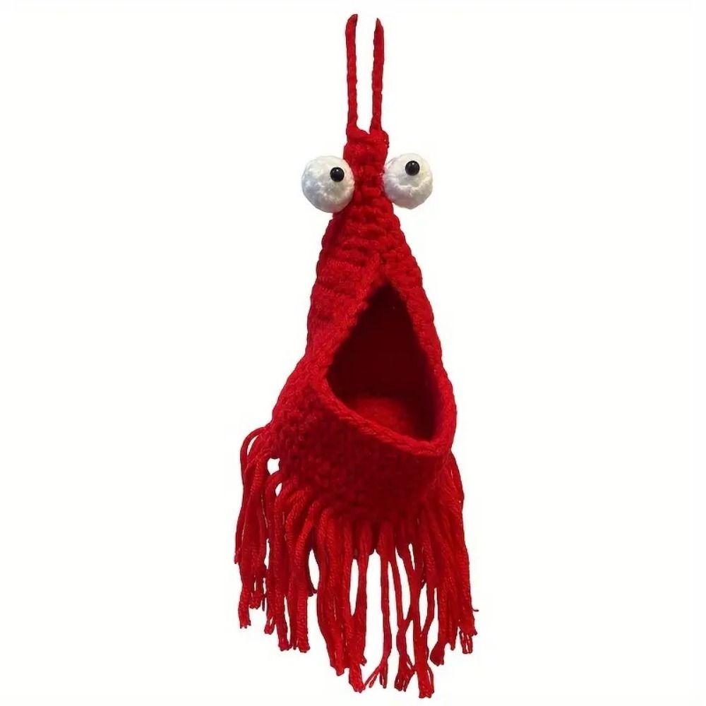 Lobster-Shaped Crochet Plant Hanger Cotton Woven Crochet Car Hanger  for Home
