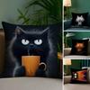 Simple Cartoon Furry Cat Pattern Pillow Case Comfort Sofa Bed Silky Elegant Invisible Zipper Custom Decorative B