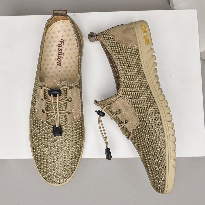 Mode Herren Casual Mesh Schuhe Bequeme Sommer Lauf-Sneakers Atmungsaktives Design Herren Slipper Robuste Sohle Outdoor Freizeitschuhe