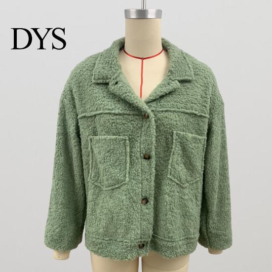 Trendy Women Outerwear Winter Jacket with Double Pockets Thick Fleece Button Closure Cardigan Coat Long Sleeves Warm Windproof Heat Retention Outdoor