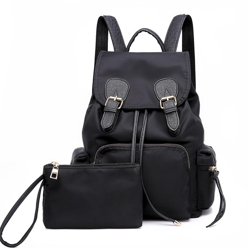 Versatile Korean Style Female Backpack With Graffiti Pattern And Pure Color