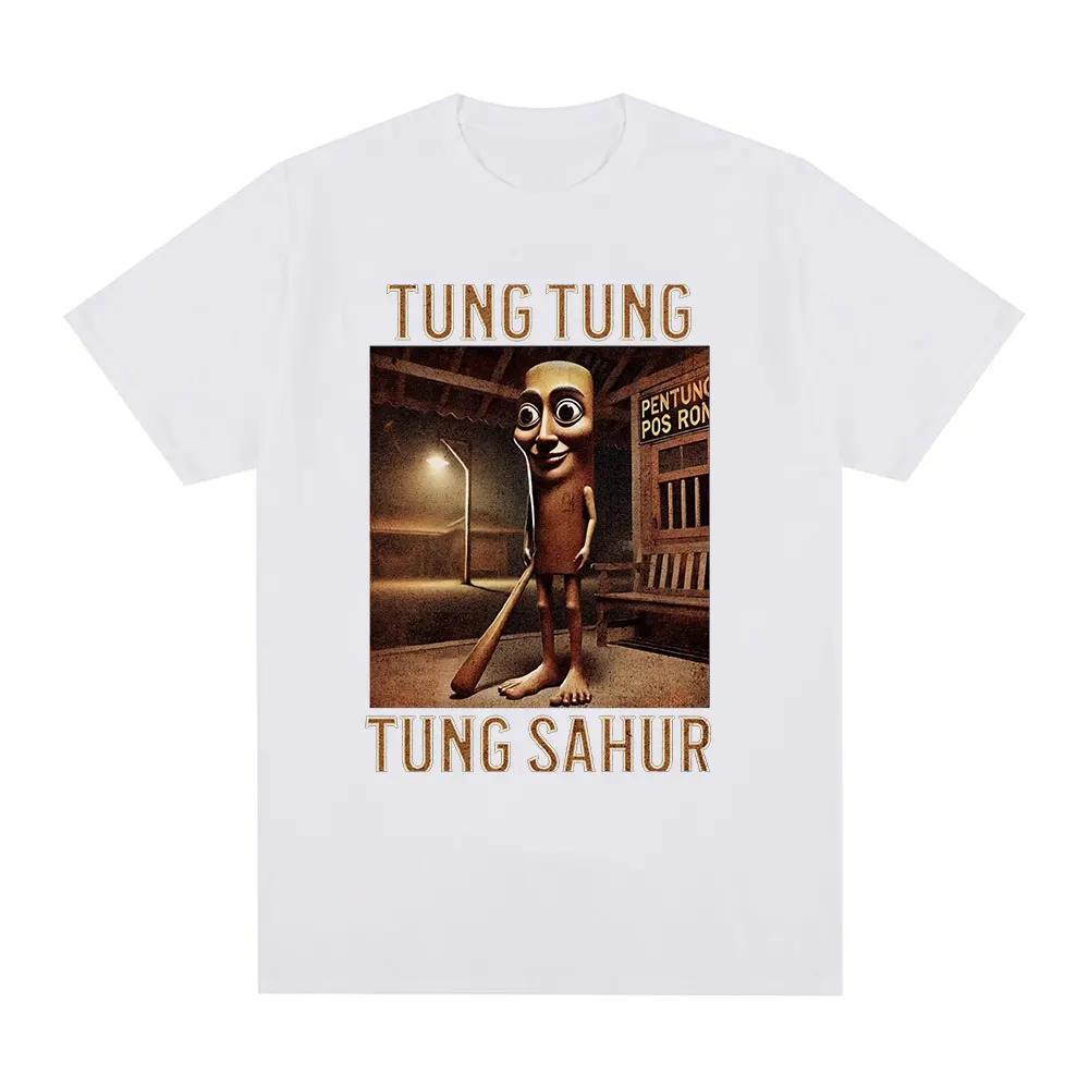 Tung Tung Sahur Italský mozek Zajímavé Meme tričko muž Krátký rukáv módní a humorné tričko z čisté bavlny Kulatý výstřih