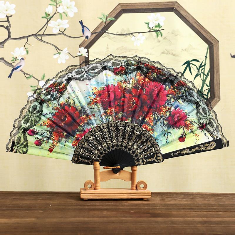 

1 шт. Пластиковый складной веер с цветами, поделки, цветочный ручной танцевальный веер в испанском стиле, украшение для свадебной вечеринки, кружевной веер F