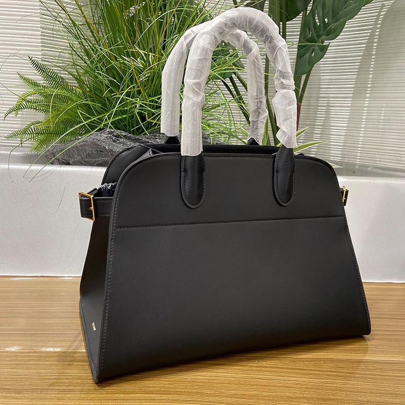 

New Margaux Tote Bag Leather Women s Large Capacity Commuter High-quality Black Fashionable Handbag Height 28cm width 38.5 cm depth 24cm